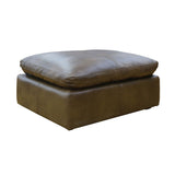 43 Inch Modern Square Ottoman, Foam Seating, Toffee Brown Top Grain Leather