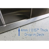 43-inch 16 Gauge Stainless Steel Brushed Nickel Double Bowl 60/40 Topmount Drop-in Zero Radius Kitchen Sink With Pull-Out Faucet