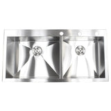 43-inch 16 Gauge Stainless Steel Double Bowl 60/40 Topmount Drop-in Zero Radius Kitchen Island Bar Sink