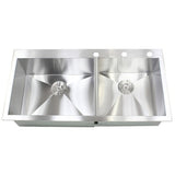 43-inch 16 Gauge Stainless Steel Double Bowl 60/40 Topmount Drop-in Zero Radius Kitchen Island Bar Sink
