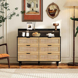 43-inch Wide 6-Drawer Dresser Cabinet with LED and Power Outlet