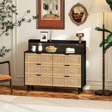 43-inch Wide 6-Drawer Dresser Cabinet with LED and Power Outlet