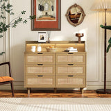 43-inch Wide 6-Drawer Dresser Cabinet with LED and Power Outlet