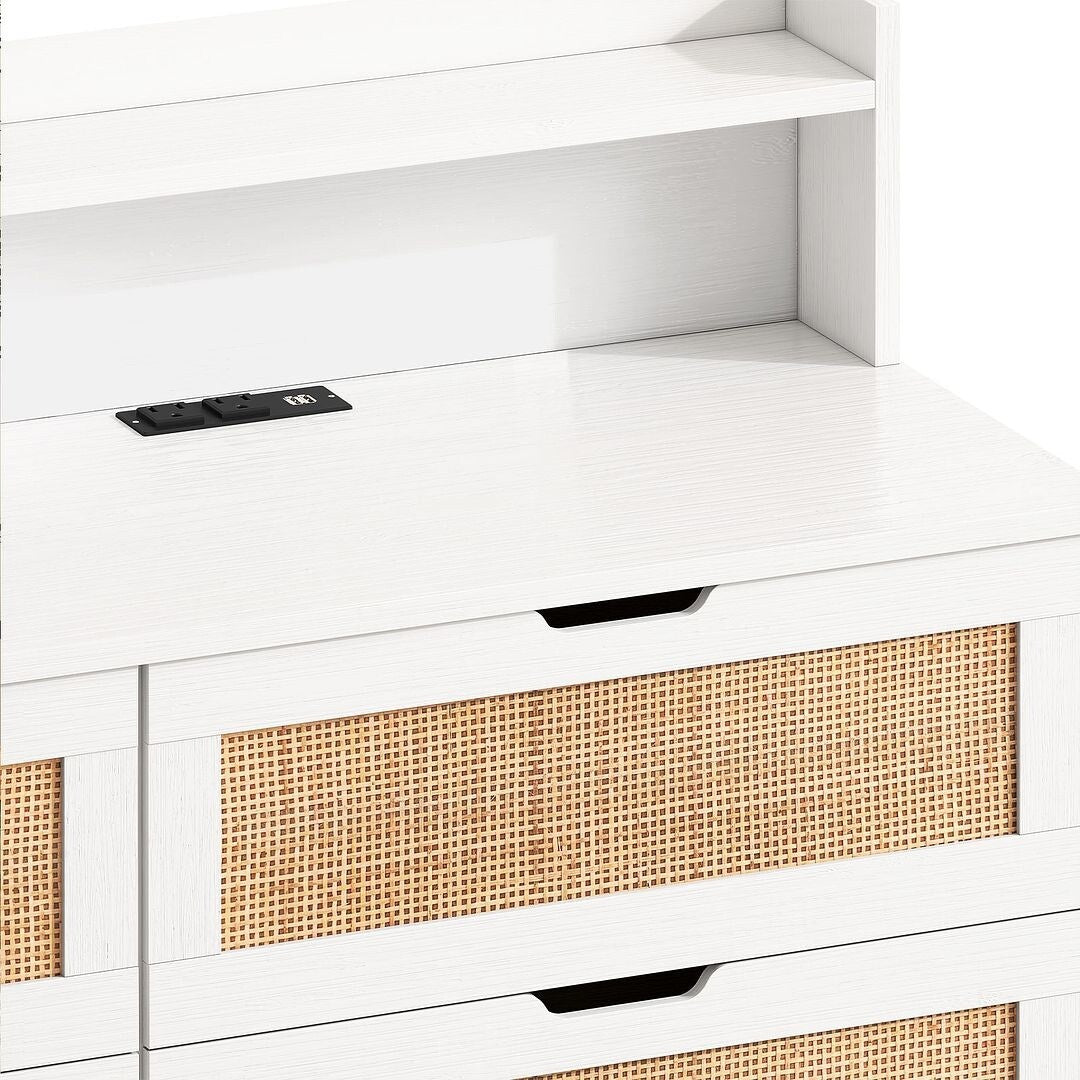 43-inch Wide 6-Drawer Dresser Cabinet with LED and Power Outlet