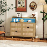43-inch Wide 6-Drawer Dresser Cabinet with LED and Power Outlet