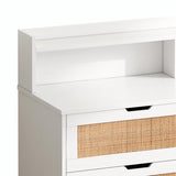 43.31" Rattan Storage Cabinet with 6 Drawers, LED Lights, and Power Outlet