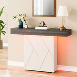 43.3'' Farmhouse Pedestal Console Table, Sofa Table For Living Room, Entry Table For Entryway, Narrow Desk