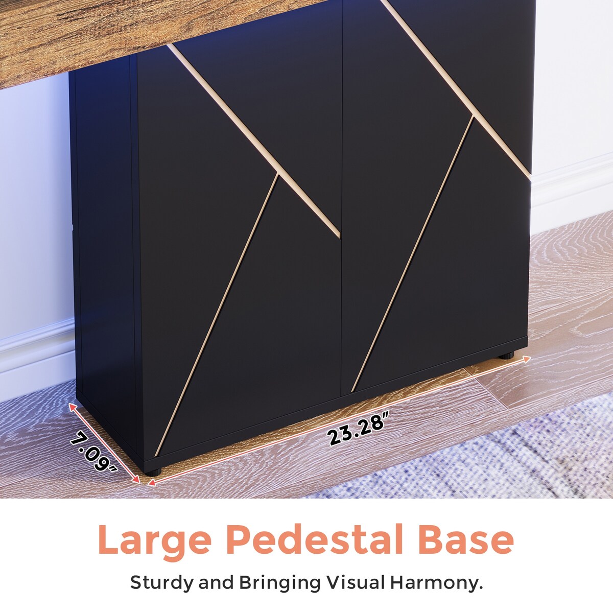 43.3'' Farmhouse Pedestal Console Table, Sofa Table For Living Room, Entry Table For Entryway, Narrow Desk