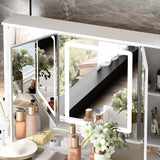 43.3"W 9 Drawers Makeup Vanity with Lights 3 Colors & Mirrors,White - 53.9"H