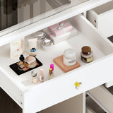 43.3"W 9 Drawers Makeup Vanity with Lights 3 Colors & Mirrors,White - 53.9"H