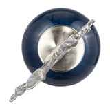 43" Large Glass Vase Creative Blue and White Ombre Vase with Silver Flame Topper Contemporary Stoneware for Home or