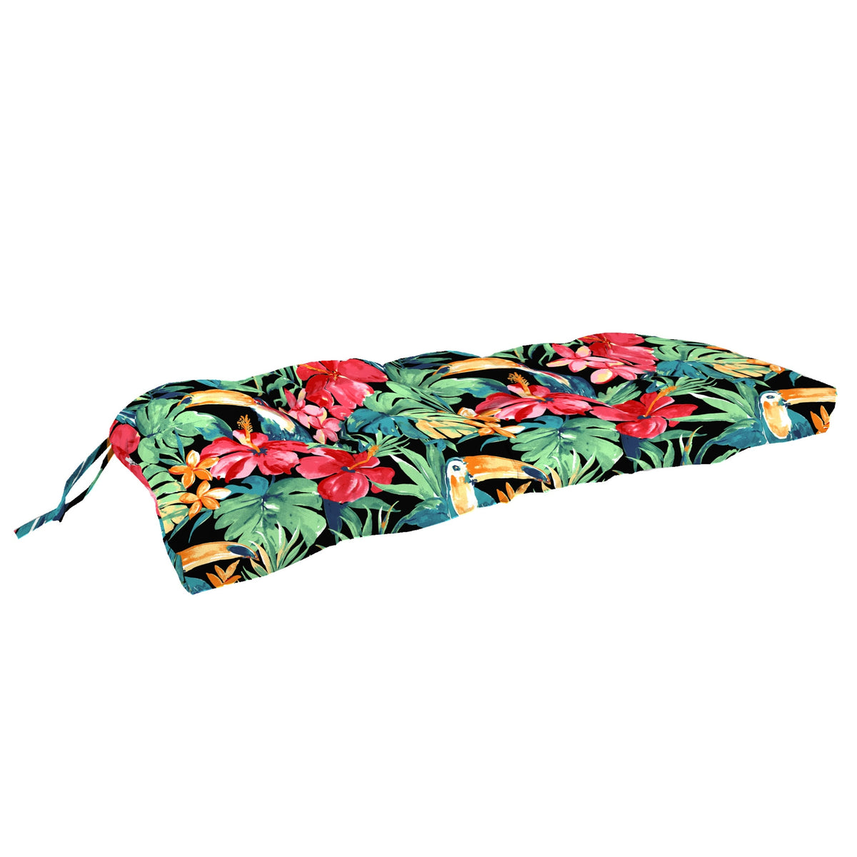 43" x 19" Outdoor Wicker Bench Cushion with Ties - 19'' L x 43'' W x 3