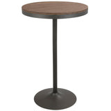 43" Bamboo Brown Gray Metal Round Dakota Industrial Adjustable Bar / Dinette Table