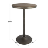 43" Bamboo Brown Gray Metal Round Dakota Industrial Adjustable Bar / Dinette Table