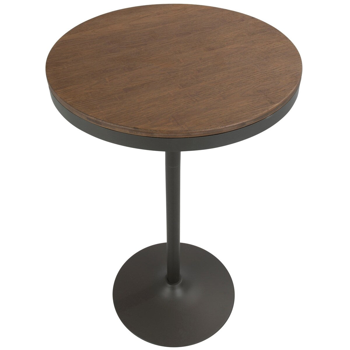 43" Bamboo Brown Gray Metal Round Dakota Industrial Adjustable Bar / Dinette Table
