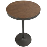 43" Bamboo Brown Gray Metal Round Dakota Industrial Adjustable Bar / Dinette Table