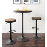 43" Brown Bamboo Antique Brown Metal Round Dakota Industrial Adjustable Bar / Dinette Table