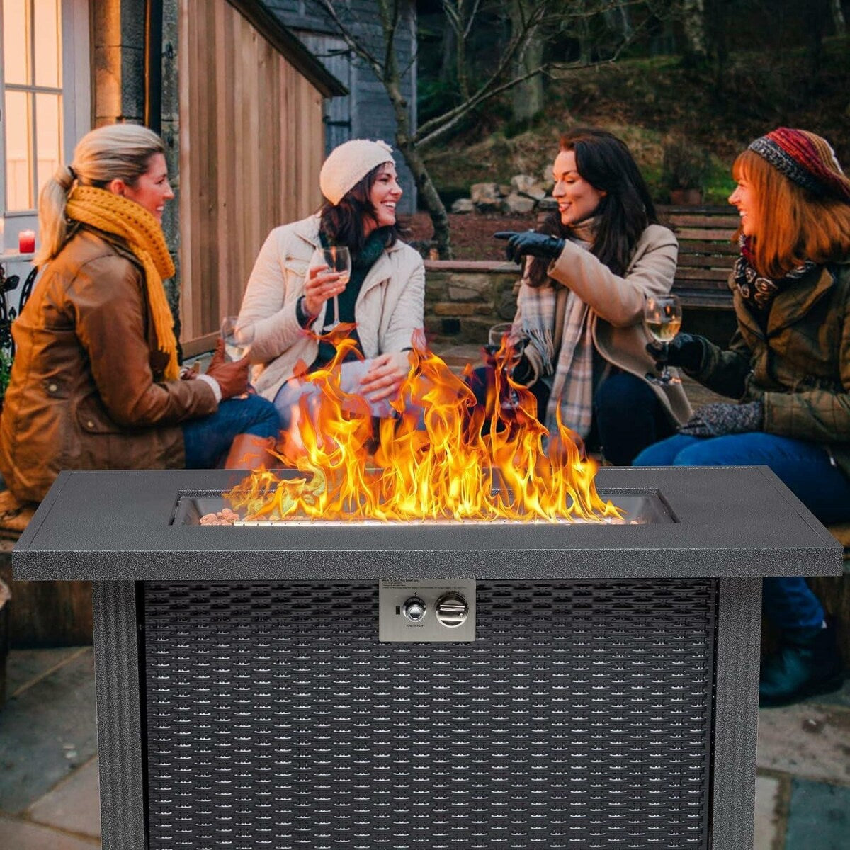 44 Inch Propane Fire Pit Table, 50000Btus Fire Table with Cover - 44 Inch