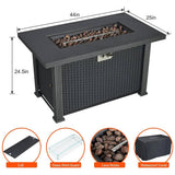 44 Inch Propane Fire Pit Table, 50000Btus Fire Table with Cover - 44 Inch