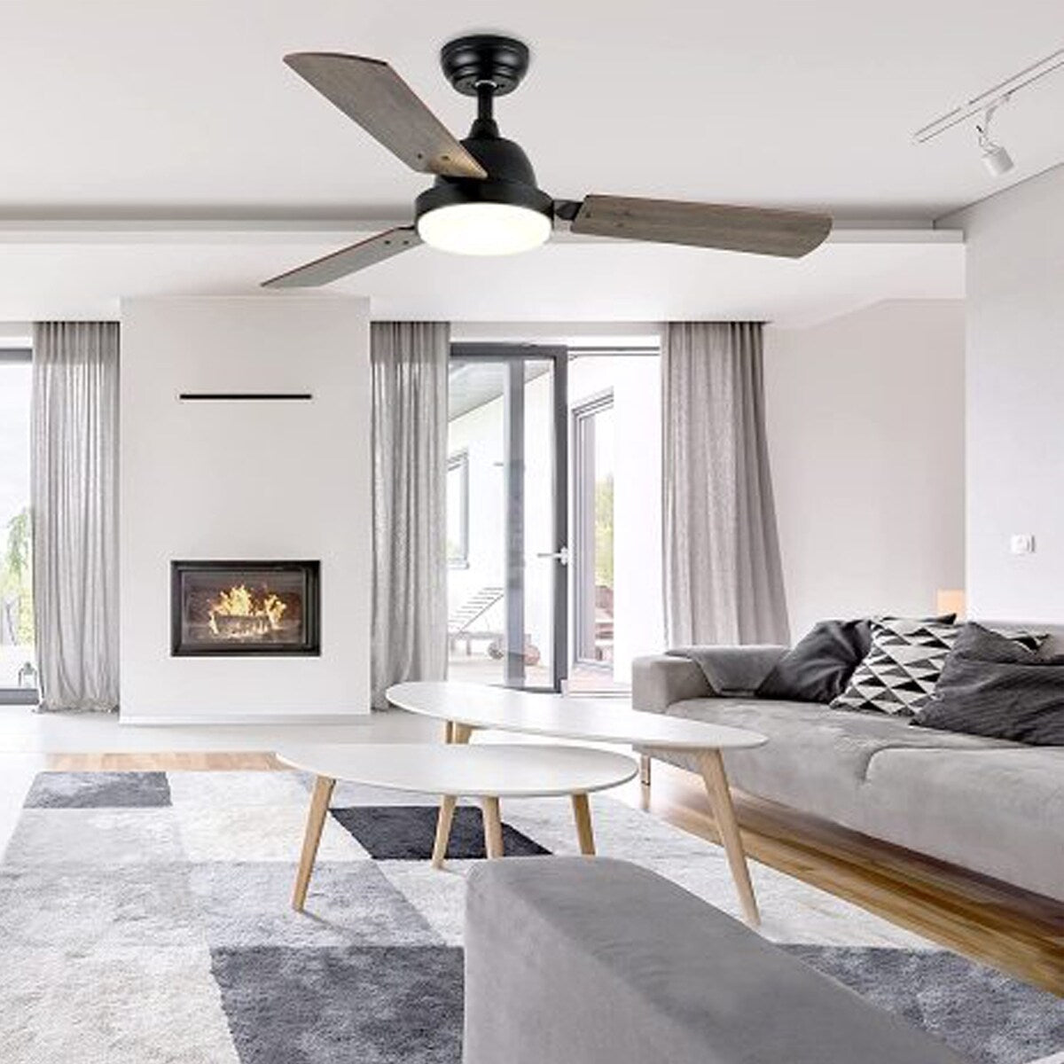 44-inch Ceiling Fan with LED Light and Remote Control - Dark Brown