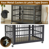 44.3 ''W Grey Furniture style dog crate wrought iron frame door with side openings