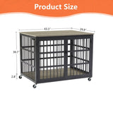 44.3 ''W Grey Furniture style dog crate wrought iron frame door with side openings