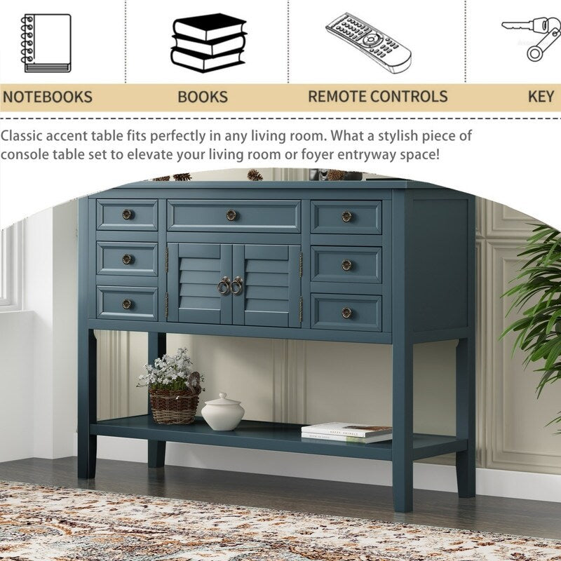 44.5'' Modern Console Table Sofa Table for Living Room with Drawers,Cabinet and 1 Shelf