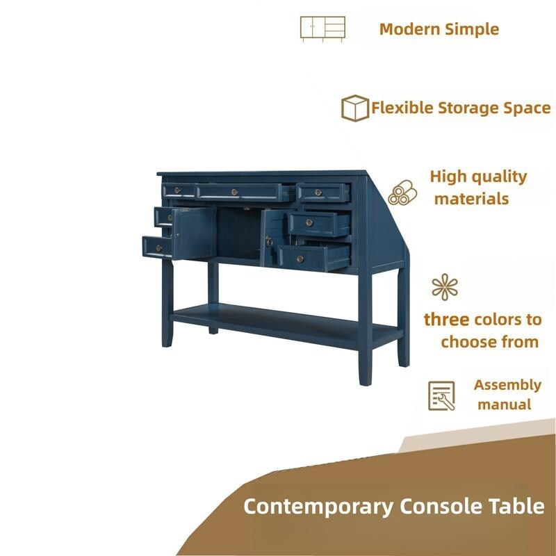 44.5'' Modern Console Table Sofa Table for Living Room with Drawers,Cabinet and 1 Shelf