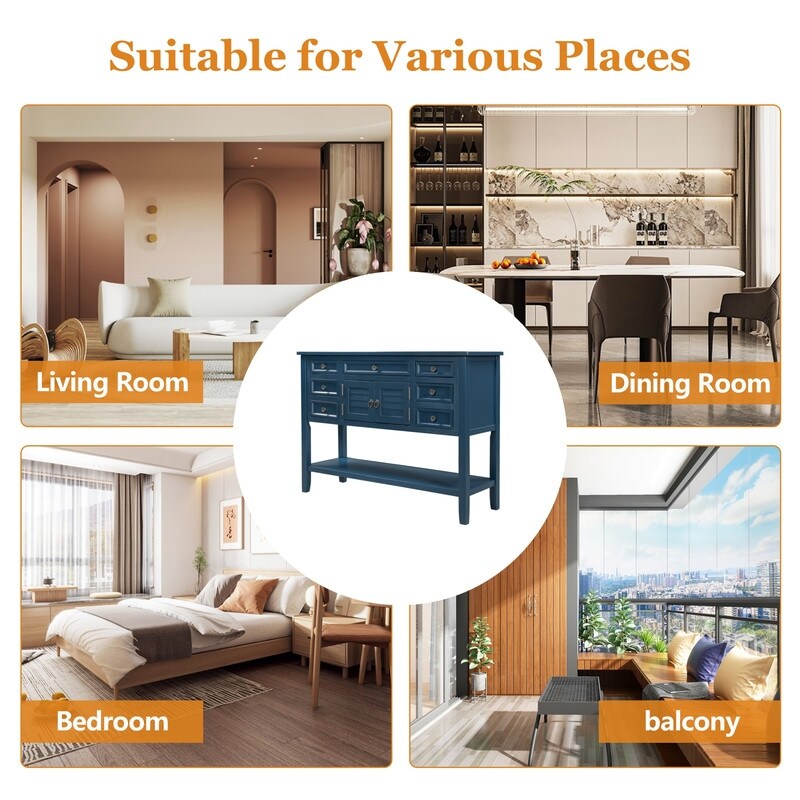 44.5'' Modern Console Table Sofa Table for Living Room with Drawers,Cabinet and 1 Shelf