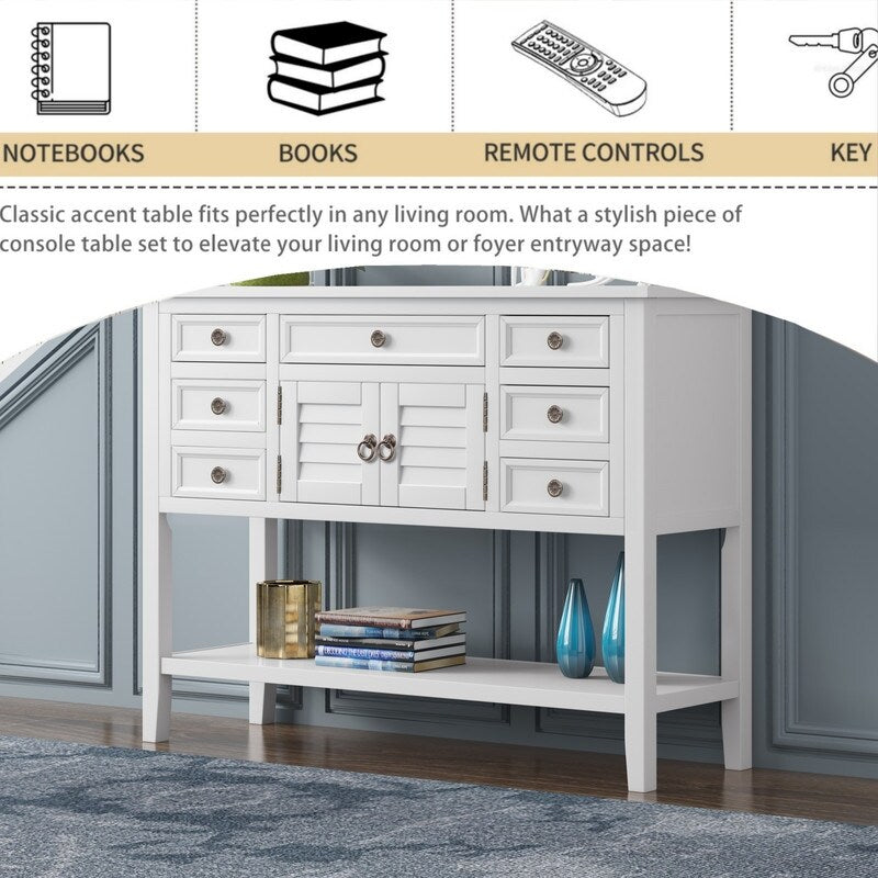 44.5'' Modern Console Table Sofa Table for Living Room with Drawers,Cabinet and 1 Shelf