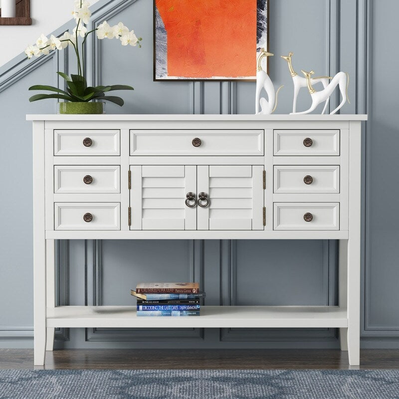 44.5'' Modern Console Table Sofa Table for Living Room with Drawers,Cabinet and 1 Shelf