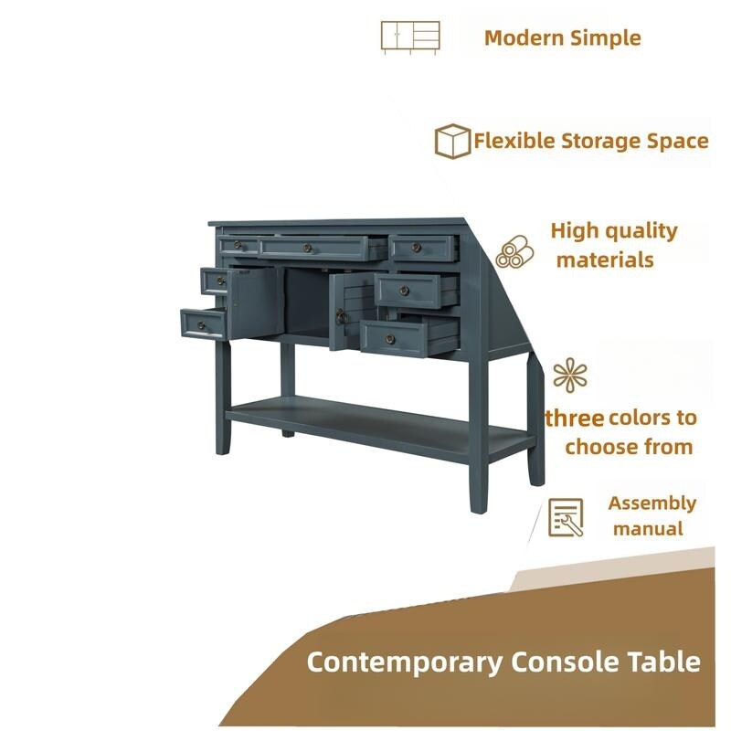 44.5'' Modern Console Table Sofa Table for Living Room with Drawers,Cabinet and 1 Shelf