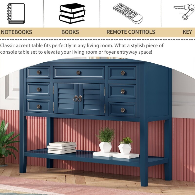 44.5'' Modern Console Table Sofa Table for Living Room with Drawers,Cabinet and 1 Shelf