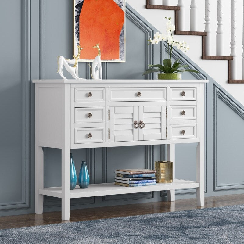 44.5'' Modern Console Table Sofa Table for Living Room with Drawers,Cabinet and 1 Shelf