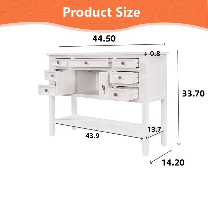 44.5'' Modern Console Table Sofa Table for Living Room with Drawers,Cabinet and 1 Shelf