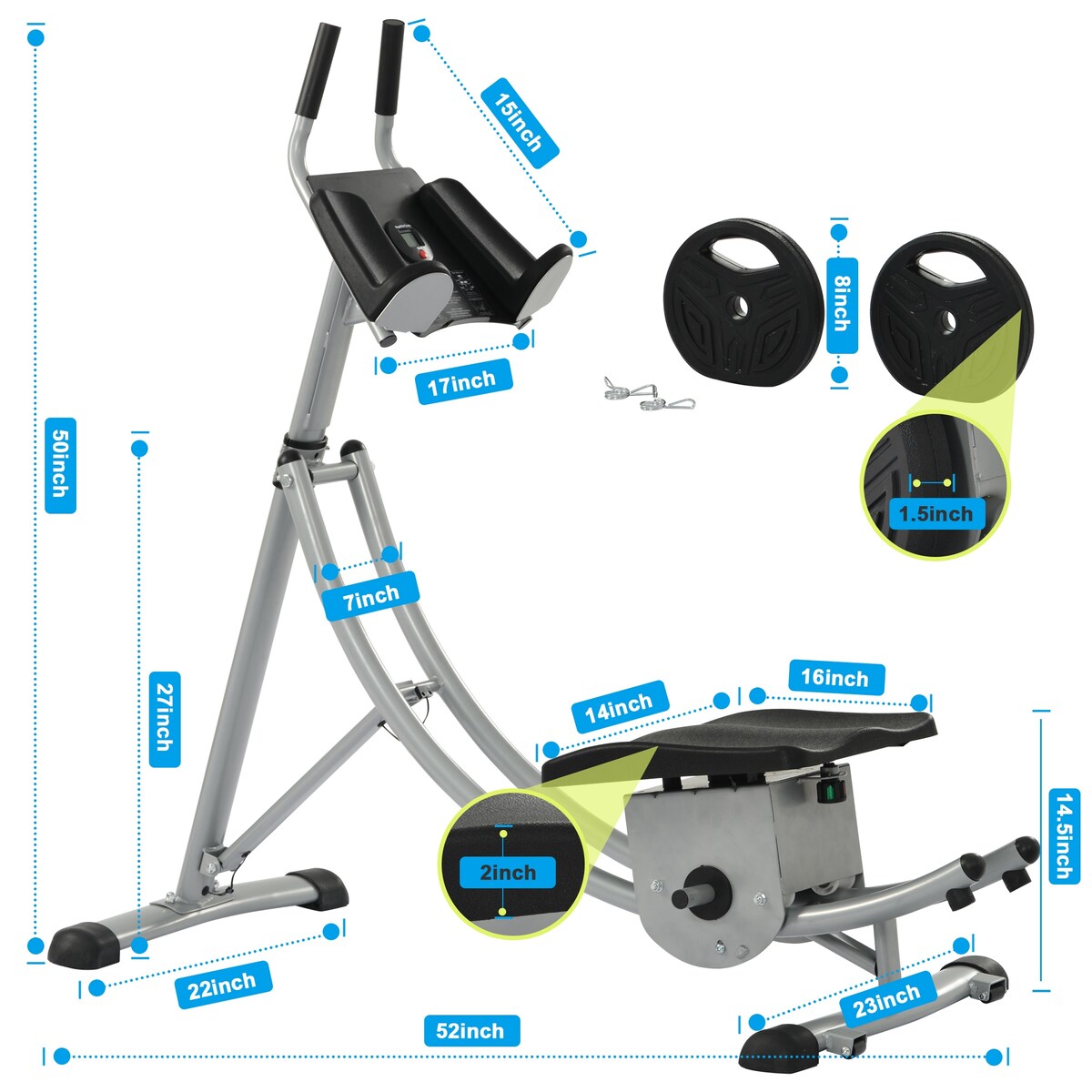 440LBS Deluxe ab machine Folding abdominal crunch coaster