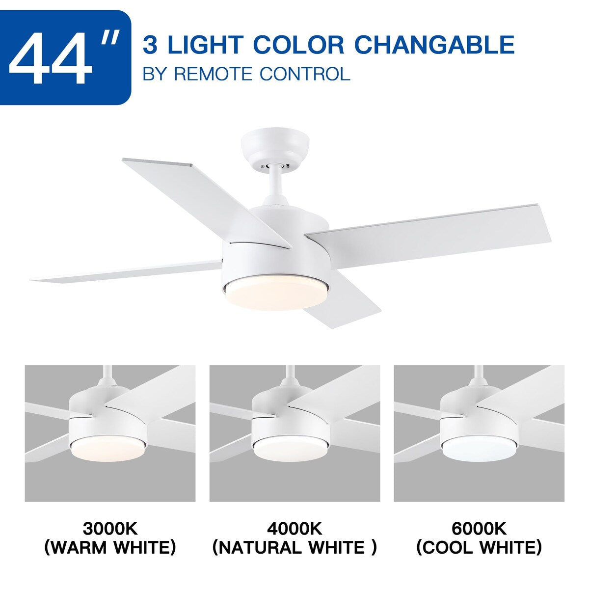 44" Ceiling Fan Light with Remote Control