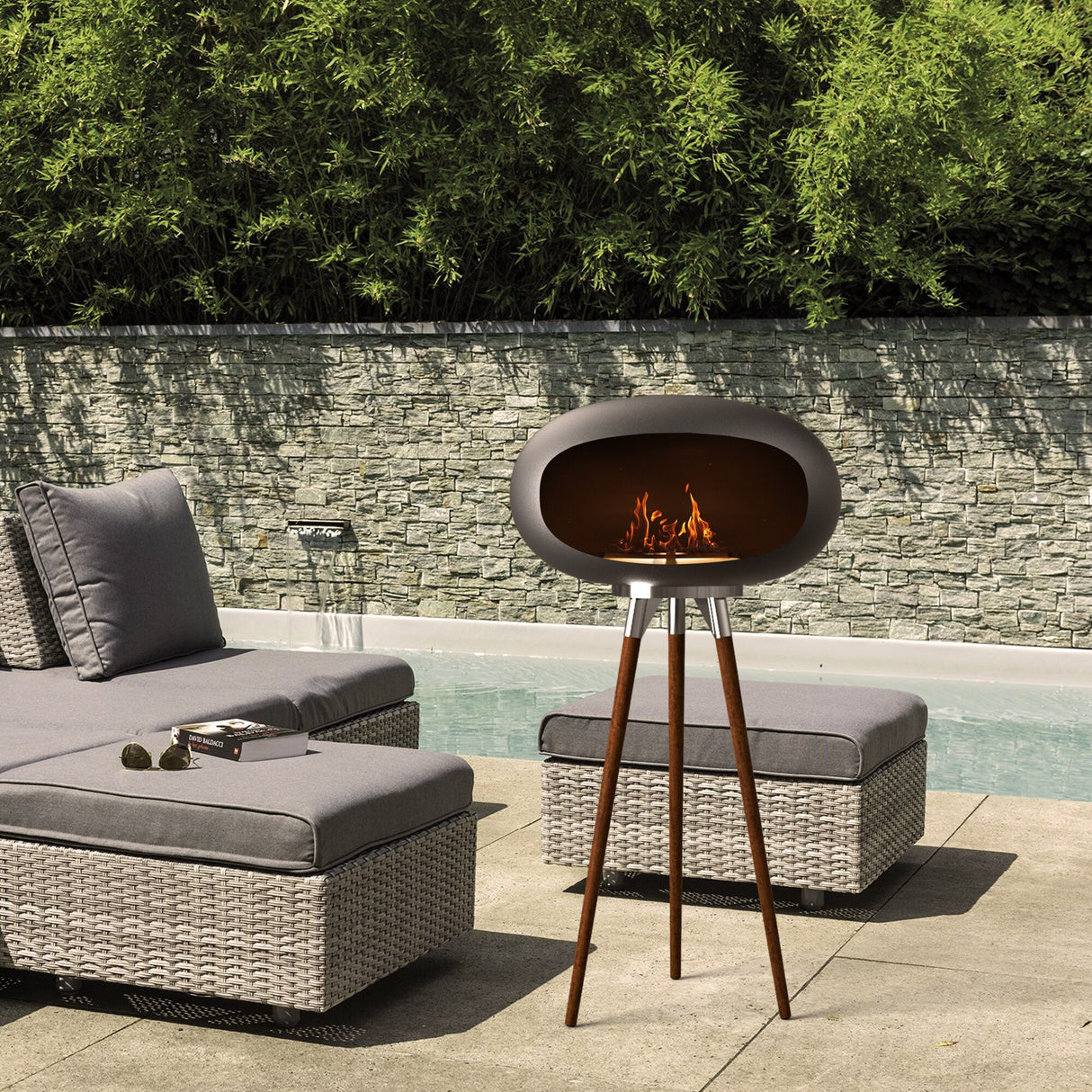 44" Ethanol Fireplace with Tripod Legs