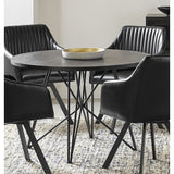 45-inch Round Wood Dining Table with Metal Legs in Black and Gunmetal