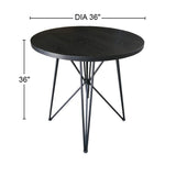 45-inch Round Wood Dining Table with Metal Legs in Black and Gunmetal