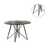 45-inch Round Wood Dining Table with Metal Legs in Black and Gunmetal