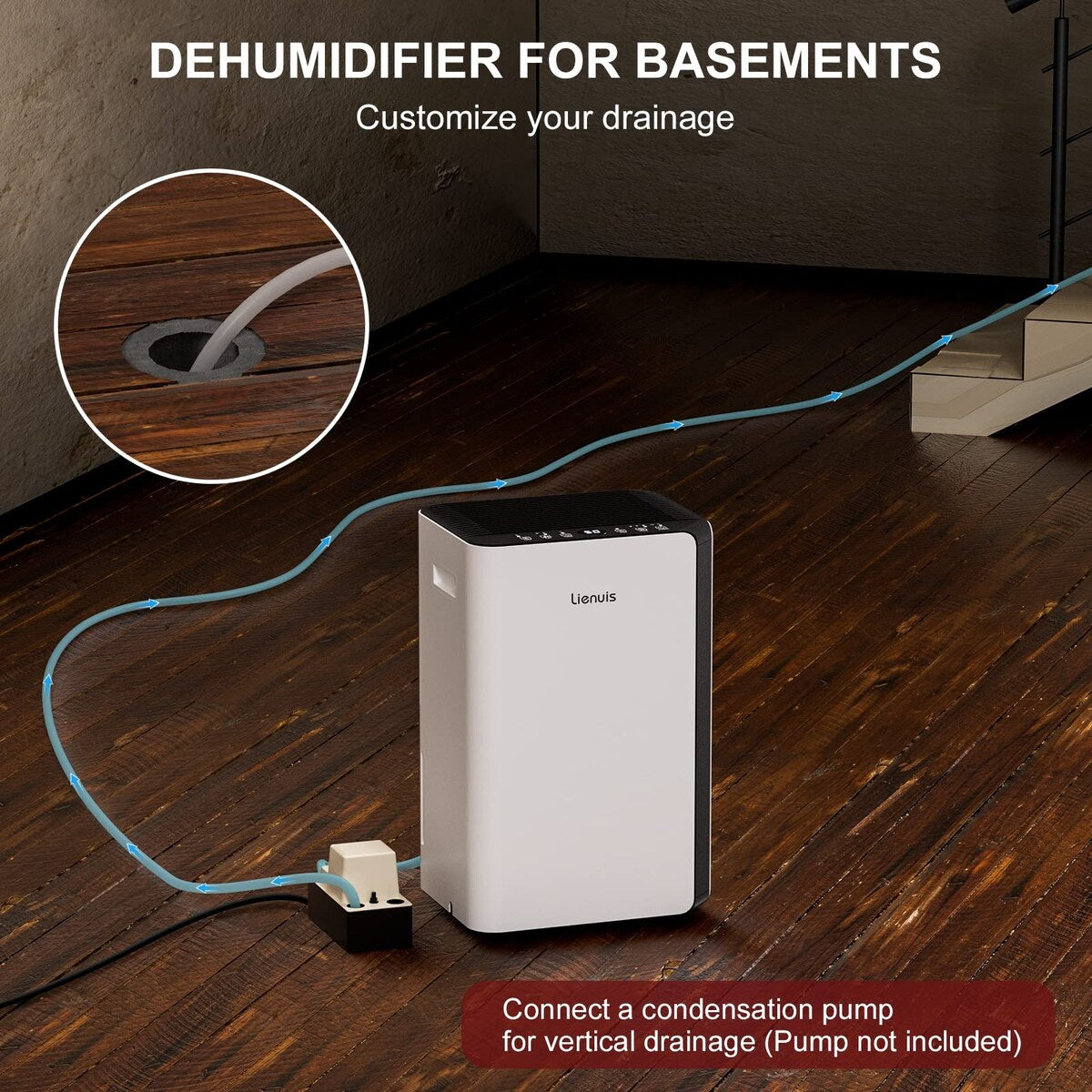 45 pt. 3500 sq.ft. Bucketless Home Dehumidifier in White