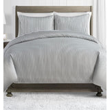 450 Thread Count 100% Cotton King Duvet Cover Set, Grey Pinstripe