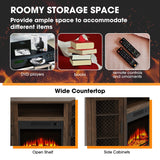 45" Industrial Corner Electric Fireplace TV Stands with 2 Metal Mesh Doors and Remote