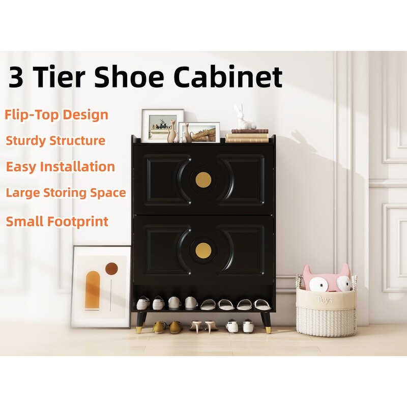 45"H Shoe Cabinet Organizer, Shoe Storage Boxes, 2drawer Entrance Shoe Storage