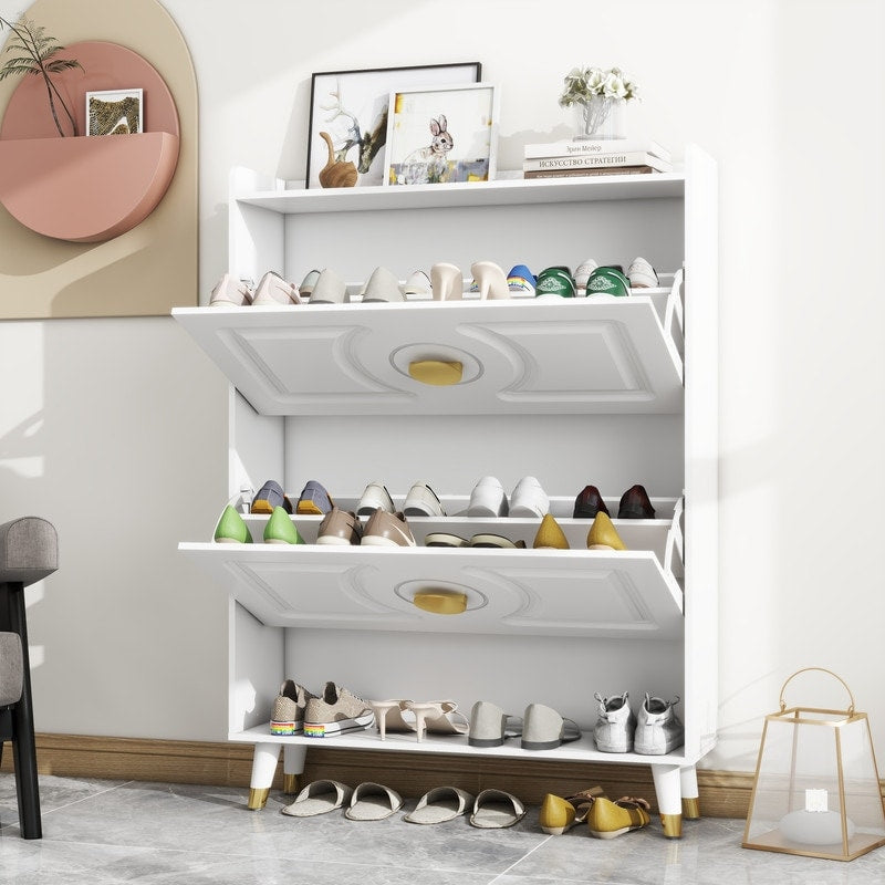 45"H Shoe Cabinet Organizer, Shoe Storage Boxes, 2drawer Entrance Shoe Storage