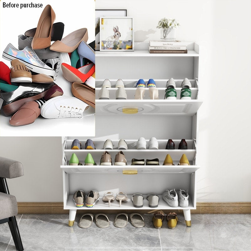 45"H Shoe Cabinet Organizer, Shoe Storage Boxes, 2drawer Entrance Shoe Storage
