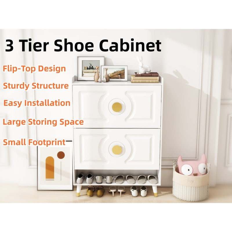45"H Shoe Cabinet Organizer, Shoe Storage Boxes, 2drawer Entrance Shoe Storage