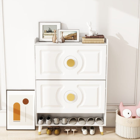 45"H Shoe Cabinet Organizer, Shoe Storage Boxes, 2drawer Entrance Shoe Storage