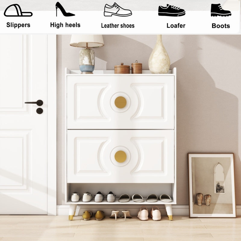 45"H Shoe Cabinet Organizer, Shoe Storage Boxes, 2drawer Entrance Shoe Storage